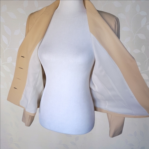 Vintage Bow Tie Detail Lightweight Blazer Jacket Pastel Equator Apricot Nude S - Picture 13 of 15